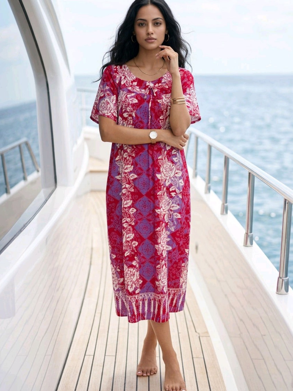 Baju Batik Gadis Remaja Batik Design Midi Dress Deep Red And Creme